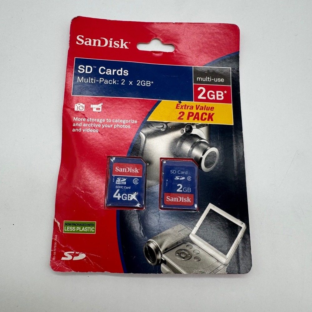 SanDisk SD Cards Multi-Pack 2GB and 4GB SDHC Memory Cards 2 Pack SDSDB2-2048-A11